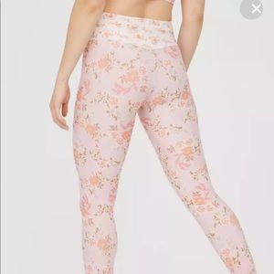 Pink Floral Cross Over Real Me Aerie/ Offline leggings.